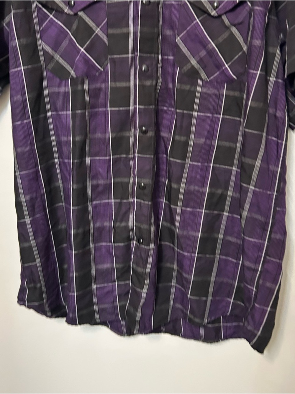 Dixxon Flannel Kingdom Pearl Snap Purple Black Plaid Bamboo Shirt XL EUC - Picture 3 of 8